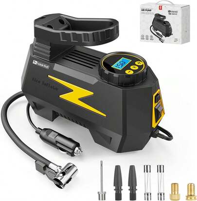 Electric Air Pumps & Car Air Compressors - Portable 12V Digital Tire Inflator For Car, Bike, Motorcycle, Balls, 150PSI With LED Light & Pressure Gauge, Cute Auto Pump For Home, Travel & Gifts