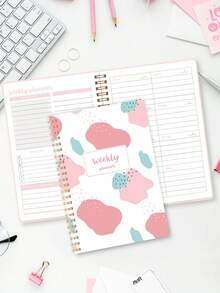 Trees Weekly Planner Notebook Undated Daily Schedule Agenda Sprial Goals Planner With Habit Tracker For Women Teacher Appreciation Gifts - Pink - View 8
