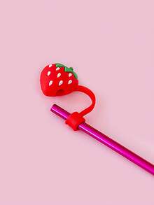 1pc Strawberry & Cherry Straw Lid, Fits 30 & 40 Oz Glass Cups, 10mm Cute Reusable Straw Lid, Dust-Proof Straw Lid, Easy Straw Lid, Suitable For Driving, Office, Outdoor Camping, Christmas, Cup Accessories, Mother's Day Gift - Random Color,Christmas Decor,Partyfavor,Food Catering For Christmas