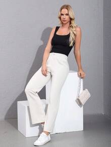 2 Pcs Set Women's Soft Rayon Sweatpants Lightweight Breathable Workout Trousers With Adjustable Shockcord - 彩色 - 查看 7