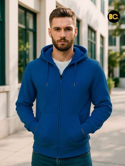  Big City Sudadera De Hombre Con Forro Borrega y Capucha Hoodie! Con Cierre y Basicas con estampado casual de Moda