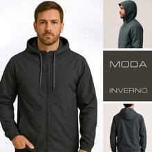 Men's Lightweight Plain Water-Repellent Windbreaker Jacket With Hood - Timbal+Halus+M - View 4