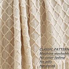 Manta de Estilo Rústico para Decoración de Sofá, Silla y Cama, Suave, Cálida, Acogedora y Ligera, para Viajar en Primavera y Verano (127 x 152, Color Café) - Rombos Beige - Ver 2