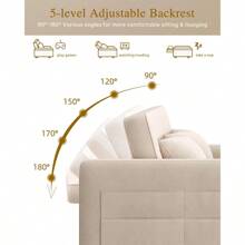 55 Convertible Sofa Bed 3in1 Sleeper Sofa With PullOut Bed Velvet Futon Couch With Adjustable Backrest And Side Pocket Modern Loveseat For Living Room Apartment Beige - 米色 - 查看 5