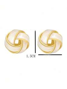 2 件 Maillard 耳环，米色和金色女士耳环，独特设计，复古法式风格，暖色优雅耳环 - 白色 - 查看 5