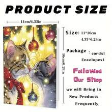 1 pieza Tarjeta de felicitación navideña australiana con sobre, 11cm X 16cm - Diseño encantador de gatos besándose con adornos festivos, ideal para amigos, familia y amantes de los gatos, tarjeta de celebración navideña conmovedora
