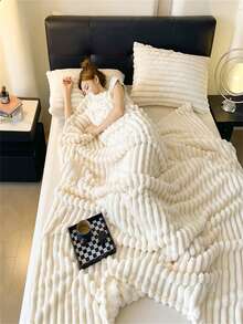 Weiche, retroartige Kunstfell-Decke - Flauschige, warme Wahl für Sofa und Stühle, gestreiftes Muster, maschinenwaschbar, Polyestermischung, bequem für alle Jahreszeiten, Stuhl-/Bettüberwurf | Weiche Decke | Polyestermischung, Kaninchen-Dekoration