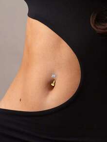 4/1Piece Set 18K Gold Plated Opal Belly Button Rings, Hypoallergenic Medical Stainless Steel Belly Button Rings, Heart Shaped CZ Clicker Belly Button Piercing 14G Women's Belly Button Piercing Jewelry Gold And Silver