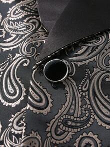 Men's Jacquard Cashew Pattern Suit Jacket, Formal Banquet Evening Wear