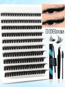 Zestaw 144/180/216/300/648 kępek rzęs D-Roll, sztuczne rzęsy DIY do segmentacji w domu, gęste i puszyste sztuczne rzęsy, z klejem i zabezpieczeniem, szczoteczka do zębów, zestaw pęset, odpowiednie dla początkujących, hybrydowy inteligentny zestaw do przedłużania rzęs 10-16 mm, zestaw DIY: osobiste rzęsy + klej + pęseta + czarna szczoteczka do oczu, łatwy w użyciu, odpowiedni do makijażu i pielęgnacji różnych oczu, na co dzień, na wesele, na imprezę, prezent dla ucznia na powrót do szkoły, zestaw kępek rzęs, rzęsy, sztuczne rzęsy