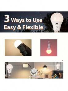 USB Rechargeable LED Bulb, Type-C Charging Port, Outdoor Charging Lamp, Portable LED Bulb, Night Market/Camping Lamp, Fishing Light, Multi-Function, Hanging Capable, Power Outage Emergency, Stepless Dimming, Large Battery Capacity, 3 Color Modes (RGB), Long-Lasting, High Brightness LED, Charging Protection, Uniform Lighting, Wide Illumination Range