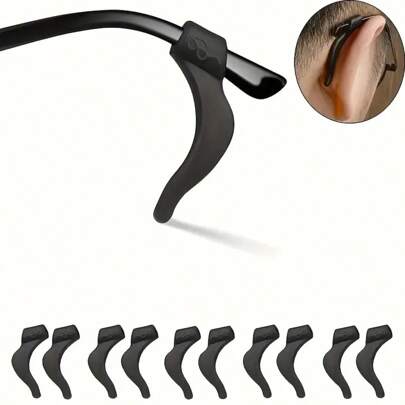 1 Pieces Of Anti Slip Silicone Ear Clip Glasses Accessories - Black Plastic Leg Strap Adjustable Hook, Used For Safe Wearing Of Glasses, Suitable For Reading And Computer Use, Reading Accessories | Adjustable Glasses Holder | Durable Plastic Leg, Glasses Accessories