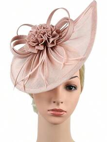 Ibeauti Fascinator Hats With Screentouch Lace Gloves Set Women Tea Party Cocktail Wedding Derby Headwear Short Gloves - 05粉色 - 查看 4