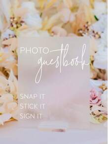 1 件照片留言簿 Snap It Stick It Sign It 透明玻璃外观亚克力婚礼标志、照片亭站留言簿 Lucite 桌标、迎婴派对装饰、婚礼装饰、生日派对、毕业典礼、订婚、公司活动、追悼会、葬礼、盛大开幕、新娘送礼会