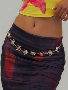 1pc Minimalist Fashion Double-Layer Snake Chain & Cleaver Chain Belly Chain, Suitable For Beach Resort Ladies - As Shown - View 9