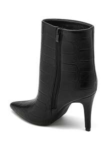 Bottines à talon aiguille effet croco: الأناقة المعاصرة والميزات المؤكدة - أسود 2530A - مشاهدة 4