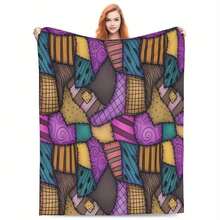 [Warm Nightmare Blanket] Soft, Warm 1pc Nightmare Before Christmas Flannel Blanket | Vibrant Patchwork Design, All-Season Throw, Perfect For Sofa, Camping, Halloween & Christmas Decorations - 40*50 inch - Xem 1