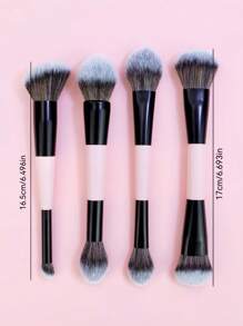 4 piezas de brochas de maquillaje de doble uso, brochas multifuncionales para rubor, base, polvos, iluminador, corrector, adecuadas para niñas y mujeres