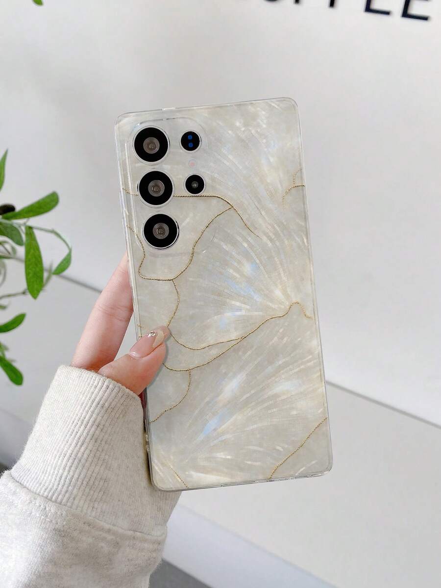 1pc Minimalist Shell & Marble Pattern Transparent Soft TPU Phone Case, Anti-Scratch Anti-Fingerprint Protective Cover With Camera Lens Protection, Compatible With Apple, Nothing, Pixel, INFINIX, Redmi - Multicolor - View 1