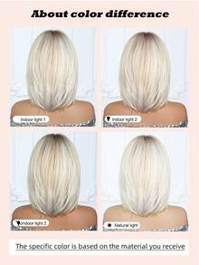 12英寸渐变金色卷发短款波浪假发，优雅女士假发，耐热合成假发，适合角色扮演、节日和日常时尚造型，是万圣节和圣诞节的理想礼物。 - 漸變金色 - 查看 4