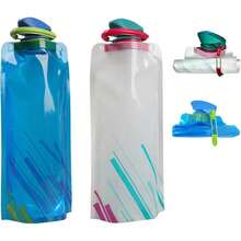 1 pieza Botella de agua plegable para viaje - Bolsa de agua plegable con tapa a prueba de fugas, portátil y reutilizable para senderismo, deportes, camping, ciclismo