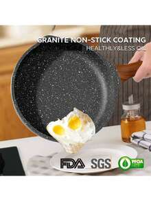 RIOVARM Induction Frying Pan Set With Lids Non-Stick Frying Pan Set 20 Cm 24 Cm 28 Cm Granite Omelette Pan Without PFOA Cookware Set With Heat-Resistant Handle Suitable For Various Hob Types - Black - View 6