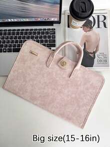 Laptop Protective Case Made Of Pink Pu Material Is Suitable For 15.6/16 Inch Laptops It Can Be Opened And Closed Immediately And The Handbag Can Be Easily Removed,Leather Laptop Sleeve Case HandBag,Soft PU Leather Laptop Case, Leather Laptop Case Water-Resistant Briefcase ,Laptop Sleeve Case With Handle Minimalist PU Protective Bag For Notebook Portable Travel Tote For Business Office College Stylish Accessory For Teachers And Professionals - 彩色 - 查看 13