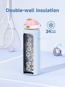 Meoky 40oz Vacuum Insulated Water Bottle With 2-In-1 Straw And Spout Lid, Insulated Cup, Keep Cold 24H, Leak-Proof, Fits In Car Cup Holder, Stainless Steel Tumbler For Sports, Travel, And School - Light Purple - View 3