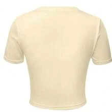 Women's Round Neck Cropped T-Shirt In Cotton Fabric Summer Flower Launch Light And Modern - 米色 - 查看 2