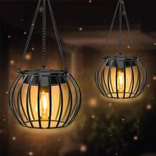 SolarLanterns Outdoor Waterproof Lights - 2 Pack Hanging Metal SolarPowered Lights, Large Round SolarChandelier Lamps With On\/Off Switch & Chains Hook  Garden Patio Yard Farmhouse Pathway Decor - 2 包 - 查看 6
