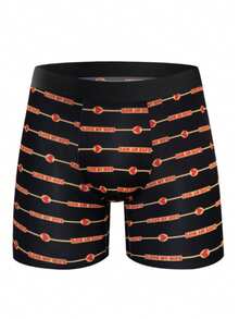 6pcs Random Men'S Comfortable Slim Shaping Underwear - Breathable, Elastic, Quick Drying, Elastic Waistband, Suitable For Spring Sports, Sports, And Casual Wear - Long Boxer Underwear - Soft, Lightweight, And Moisture Absorbing.  Casual    Striped  All Over Print    Mid Rise - 混合顏色 - 查看 5