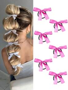 6pcs/Set Versatile Hair Tie, Hair Ties, Scrunchies, Ribbons, Bowknot Hair Accessories, Minimalist High-End Headpiece, New Korean Style Ponytail Hair Rings, Elegant High-End Dance Party Decorative Headpiece, Princess Style Casual Hair Accessories, Gift & Photography Props For Women