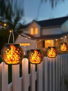 4/8/12pcs Outdoor Solar Lanterns, Namely Solar Flame Hanging Lamps/Solar Chandeliers With Outdoor Flickering Flames, Serve As Outdoor Solar Lights For Decorating Gardens, Courtyards, Terraces, And Trees, As Well As For Camping And Festival Decorations.
