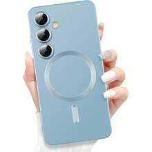 Ốp điện thoại TPU từ tính cao cấp tương thích với Samsung Galaxy S24 S25 S22 S23 Ultra Plus S20 S21 FE Note 20 A35 A55 A05 A15. Chất liệu TPU mềm mại, quà tặng sinh nhật, phiên bản quốc tế, không phải phiên bản nội địa. - Đỉnh xa màu xanh - Xem 3