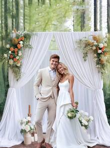 1. A 3-Meter-Long And 1.5-Meter-Wide White And Pink Thin Fabric Background, With A Thin Fabric Background, Transparent Thin Fabric, Suitable For Stage Background, Outdoor Photography, Festival Parties, Wedding Parties, Home Decoration (Multiple Colors Available)/Not A Curtain
