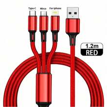 Cable de carga trenzado USB 3 en 1 compatible con iPhone/Tipo-C/Micro USB compatible con iPhone 14 13 12 11 Pro Max Xs Max, compatible con Samsung, Redmi, OnePlus, compatible con Xiaomi, teléfonos móviles Android, cámara, MP3, adaptador universal de poliamida