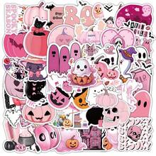 OHOME Halloween Stickers | 52pcs Halloween Party Gifts - Halloween Games Toys Gifts Party Supplies - Crafts Accessories Snacks Bulk Suitable For Classroom, Halloween Party Gifts, Halloween Decorations, New Pink Halloween Graffiti Stickers Cute Ghost Skeleton Decor Stickers For Phone, Skateboard, Cutting Film