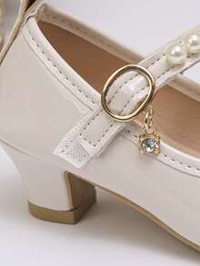 Giày công chúa gót thấp mũi tròn họa tiết băng tuyết mới mùa Thu/Đông, giày da thật thoải mái, nhỏ gọn, phù hợp cho các buổi tiệc và nhiều dịp khác nhau. - Màu be - Xem 7