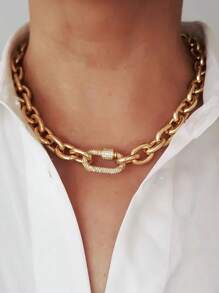 1 锁环项链，时尚个性配色不锈钢项链，适合男女日常佩戴，珠宝礼物