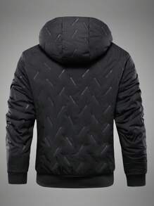 男士冬季舒适休闲风格毛绒连帽拉链夹克，适合通勤、户外、街头等场景。