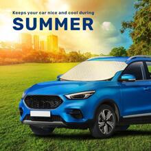 1件加厚汽车挡风玻璃罩 - 冬季挡风玻璃保护罩，防霜防雪，超厚防水防风，四季通用防冰罩，适用于轿车、SUV和卡车