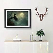 1 Pc Canvas Painting,Classic Anime Halloween Canvas Poster - The Ultimate Moonlight Witch - Beautiful Visual Art Aesthetics, Woodblock Canvas Wall Art Print, Autumn Decoration , Wooden Framed Art,High Quality ,Thickness 2. 25cm/1inch Wall Art Prints Poster Direct Hanging Decor For Home Gifts,Living Room, Bathroom, Bedroom, Kitchen,Bar,Office - 藍色 - 查看 2