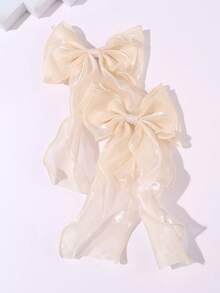 4pcs Cute & Fashionable Hair Clips, Large Colorful Polyester Bow Hair Clips, Stylish Hair Accessories, Girls Hair Decorations - Multicolor - View 17