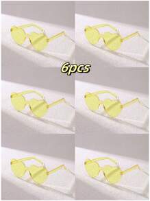 5pcs/Set Women's Heart Shaped Fashion Fashion Glasses, Casual, Elegant, Made Of PC (Polycarbonate), Suitable For Beach, Holiday And Daily Life, Multi-Color For Summer Beach Vacation,Outdoor,Travel