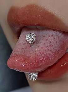 5pcs Titanium Steel Luxury Rhinestone Studded Tongue Piercing Jewelry For Women - 5 Diamond-encrusted Pieces - View 13