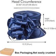 2025 Bucket Hats Women Ladies Girls, Organza Derby Fascinator Hat Tea Party Bridal Church, Hats - A-4585深藍色 - 查看 3