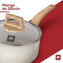 Olla Antiadherente Master Stone Tapadera de Vidrio Templado | Revestimiento de Piedra de Alemania% libre de PFOA, para estufa de inducción, gas o eléctrica. Olla Chica Blanca 1.9 L, 18 - Piedra maestra Gris - Ver 7