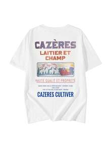 Women's Summer New Daily Casual Loose Round Neck Cotton Short Sleeve T-Shirt. Cute And Versatile Prints Are Printed On It, Fashionable And Versatile, Perfect For Daily Wear Ladies Tops. - 白色 - 查看 4