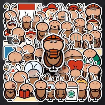 50 件可爱蟑螂贴纸、涂鸦贴花、趣味卡通装饰贴纸，适用于笔记本、日记本