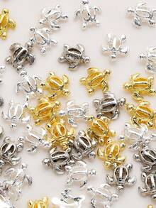 Beautizon Nailartlab 20Pcs 3D Turtle Nail Art Accessories, DIY Art Cute Gold And Silver Mixed Color Turtle Shape Design Wearable Nail Decoration Accessories, Essential Accessories For Girls' Salon Nail Art